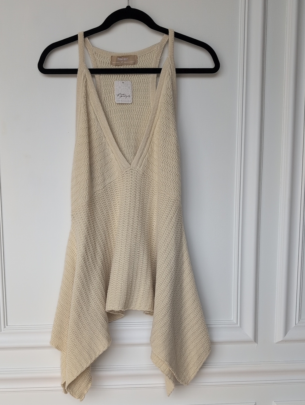 Free People Cream Knit V-Neck Tank